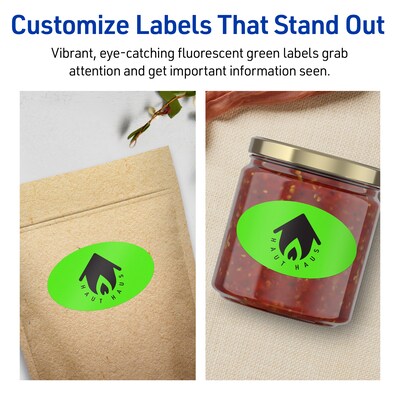 Avery Laser/Inkjet Multipurpose Oval Labels, 2" x 3-1/3", Neon Green, 160/Pack (94056)
