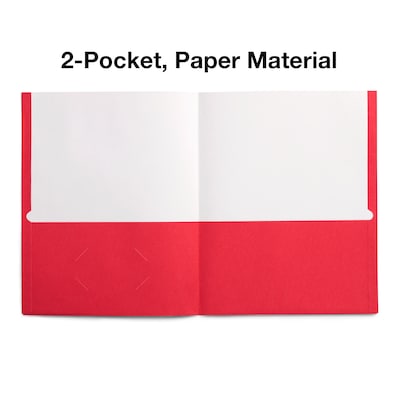 Staples Smooth 2-Pocket Paper Folder, Red, 25/Box (50752/27532-CC)