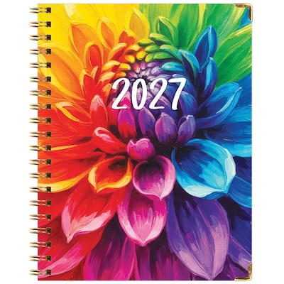 2027 Excello Brands 9" x 11" Weekly & Monthly Standard Planner, Paperboard Cover, Rainbow Petals (FSHN-CY27-8511-41)