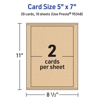 Avery Integrated Cards, 5" x 7", Matte Kraft Brown, 20/Pack (95348)