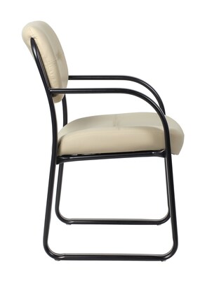 Boss LeatherPlus Guest Chair with Sled Base, Beige (B9529-BG)