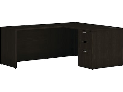 HON Mod 60"W L-Shaped Single-Pedestal Desk, Java Oak (HLPL6072LDESK1BBFJA1)