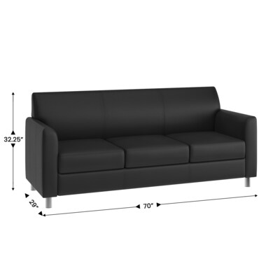 Flash Furniture Hercules Diplomat LeatherSoft Sofa, Black/Chrome Legs (BT8273BKCHR)