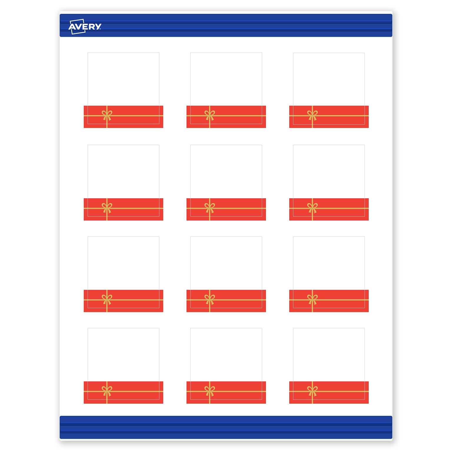 Avery Gold-Red Gift Matte Blank Card, White, 120/Pack (S00-FG6)