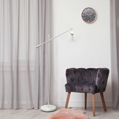 Lalia Home Studio Loft Swing Arm 55.5" White Floor Lamp with Clear Glass Cylindrical Shade (LHF-5021-WH)