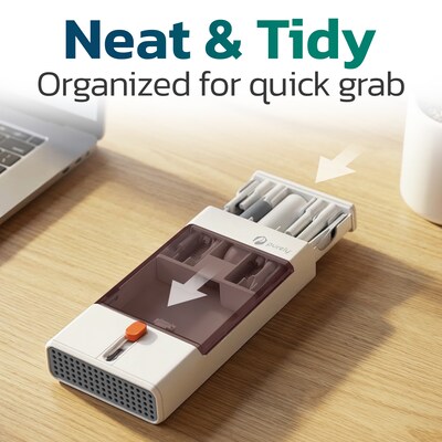 Purely D58 22-in-1 Computer and Keyboard Cleaning Brush Kit with Storage Tray, White (PCKOD58)