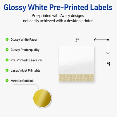 Avery Laser/Inkjet Square Multipurpose Labels, 3 x 3, White, 60/Pack (S00-EX5)