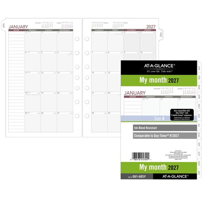 2027 AT-A-GLANCE 5.5 x 8.5 Monthly Planner Refill Pages, White/Gray (061-685Y-27)