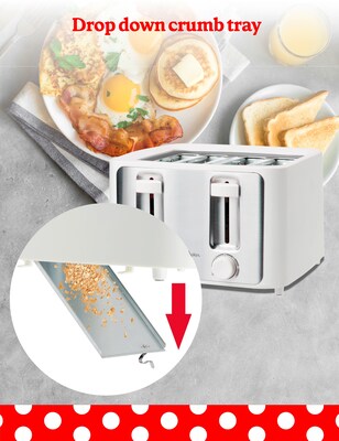 Betty Crocker 4-Slice Pop-Up Toaster, White (BC-5635W)