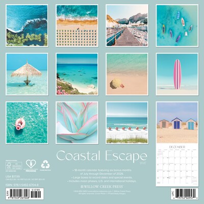 2027 Willow Creek Coastal Escape 12 x 12 Monthly Wall Calendar, Assorted Colors (67048)