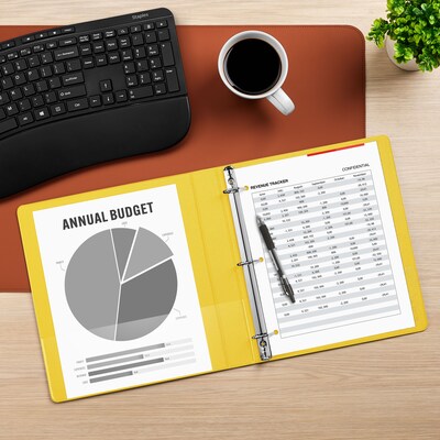 Staples® Standard 1" 3 Ring View Binder with D-Rings, Yellow (58652)