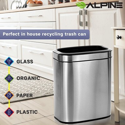Alpine Industries Stainless Steel Trash Can with Liner, 5.3 Gallon (ALP470-20L)