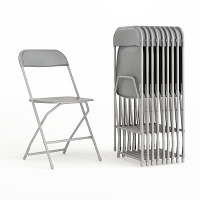 Flash Furniture HERCULES Premium Plastic Stacking & Folding Chair, Gray, 10/Pack