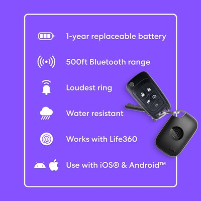 Life360 Tile Pro Bluetooth Tracker, Black (RE-61011)