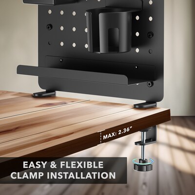 Mount-It! Clamp-On Pegboard Organizer with Accessories for Desks, Black (MI-7302BLK)