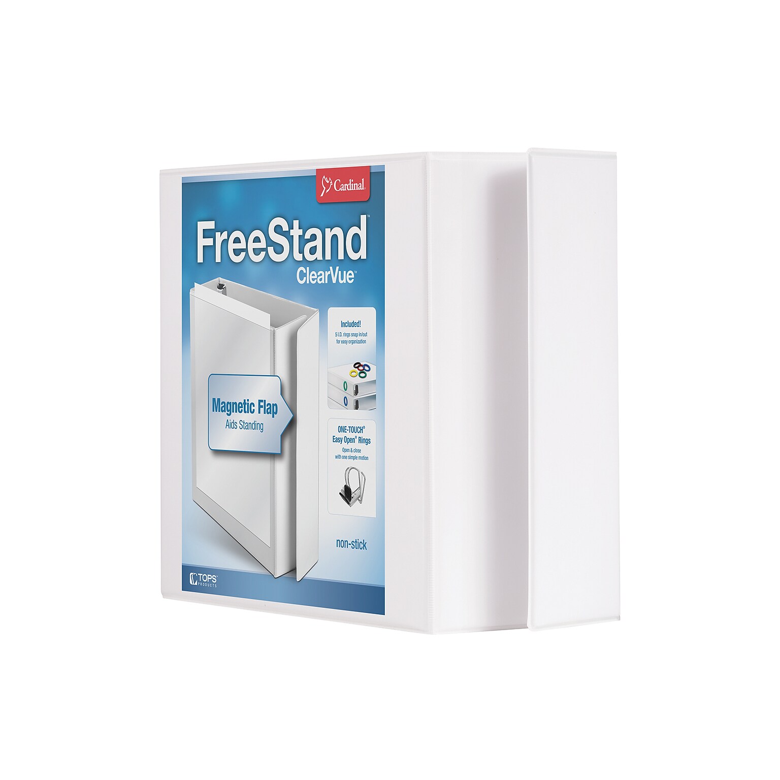 Cardinal FreeStand EasyOpen Heavy Duty 4 3-Ring View Binders, D-Ring, White (43140)