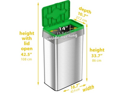 HLS Commercial Stainless Steel Compost Bin, 21-Gallon, Silver/Green (HLS21UOTCOP)