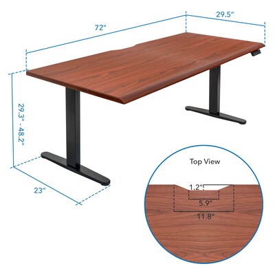 Mount-It! Dual Motor 72"W Electric Adjustable Standing Desk, Black/Hazelnut Brown (MI-18126)