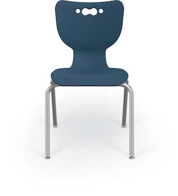 MooreCo 18" Hierarchy Student Chair with 4 Legs, Navy/Chrome Base (703673611107)