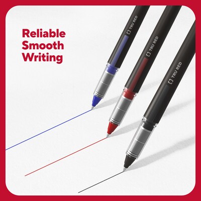 TRU RED™ Rollerball Pens, Fine Point, Black, Dozen/Pack (TR57321)
