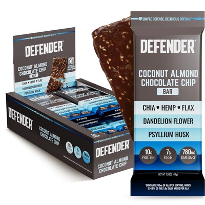 Defender Gluten Free Coconut Almond Chocolate Chip Nutrition Bar, 1.55 oz., 12 Bars/Box (E0044DB01AC)
