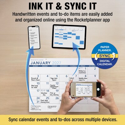 2027 Rocketbook Rocketplanner 17" x 0.5" Monthly Desk Calendar (RKDP-CY27-22-BK)
