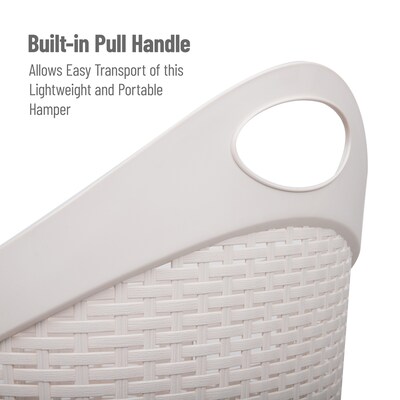 Mind Reader Rolling Plastic Laundry Basket, Ivory (60HWHEEL-IVO)