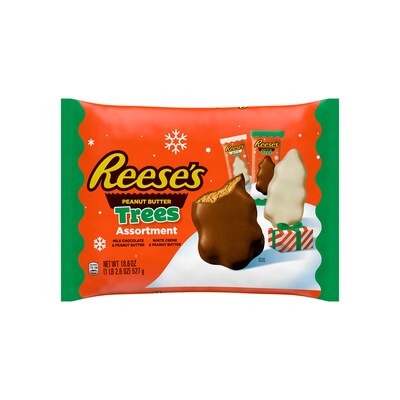 REESES Assorted Flavored Peanut Butter Trees Christmas Candy Bag, 18.6 oz (HEC48175)