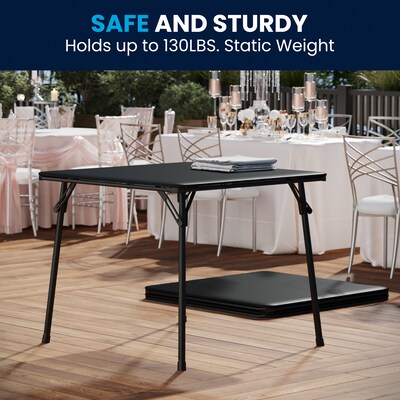 Flash Furniture Madelyn Folding Table, 33.5" x 33.5", Black (JB2)