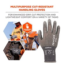 Ergodyne ProFlex 7044 PU Coated Cut-Resistant Gloves, ANSI A4, Gray, Medium, 12 Pair (10483)