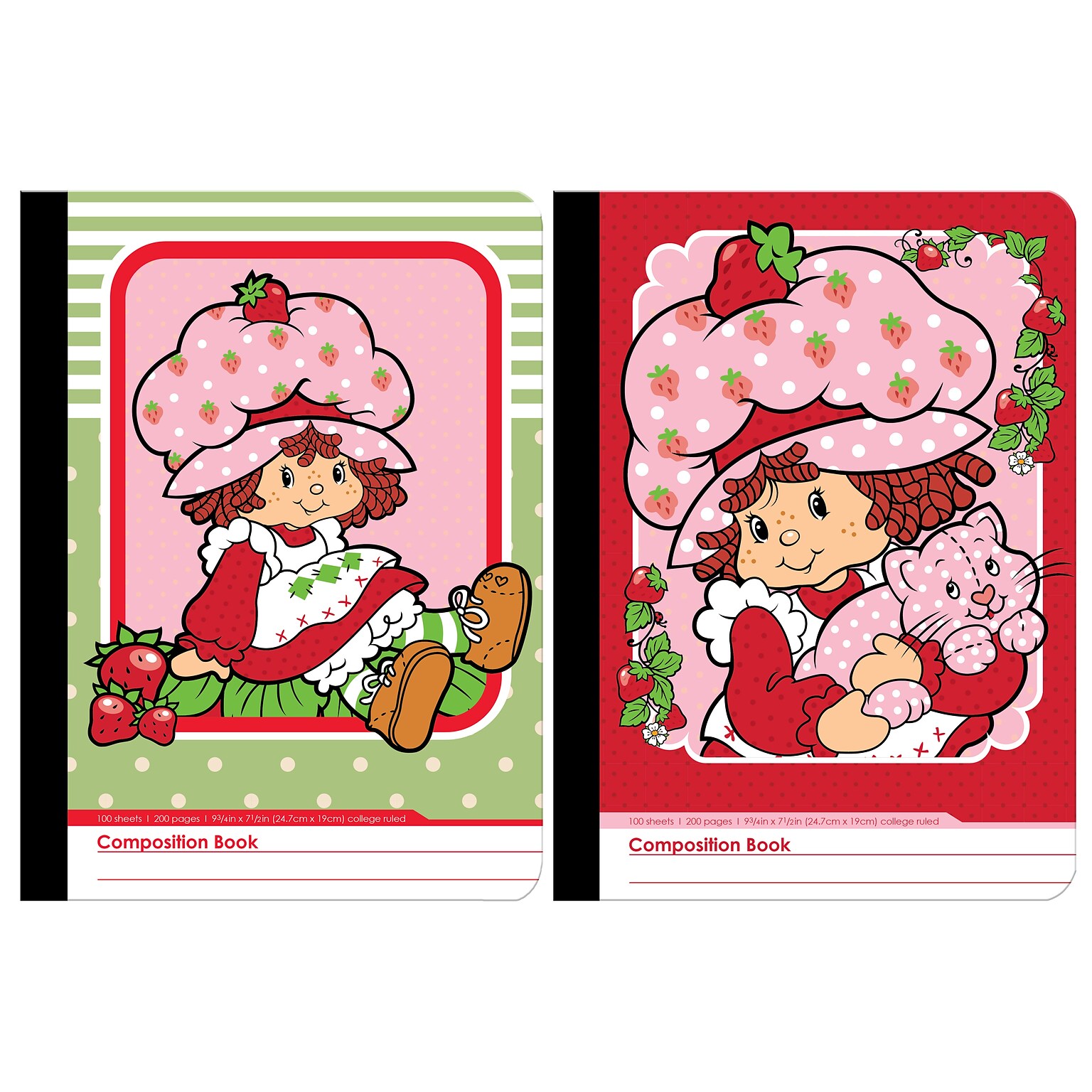 Inkology Strawberry Shortcake 1-Subject Composition Notebooks, College Ruled, 100 Sheets, Assorted Colors (INK-46796-12PDQ)