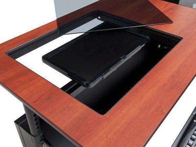 VersaDesk 72"W Downview Computer Desk, Cherry/Black (DV7224-BC)
