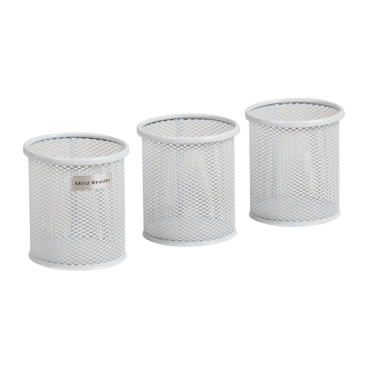 Mind Reader Metal Pen and Accessory Holder Desk Organizer, White, 3-Pieces (CLIPMESH3-WHT)