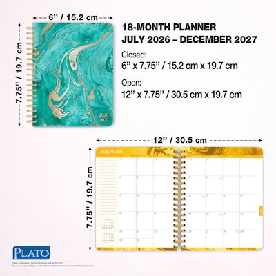 2026-2027 BrownTrout Crackled Blush Wire-O 6.5" x 7.75" Academic Year Weekly Student Planner, Paperboard Cover (9798330708178)