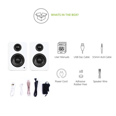 Kanto YU2 KTYU2MW 100W Indoor Desktop Speaker, Matte White