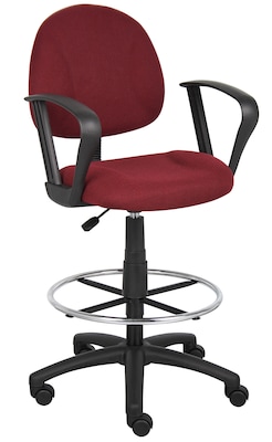 Boss Deluxe Posture Fabric Drafting Stool with Swivel Base, Burgundy (B1617-BY)