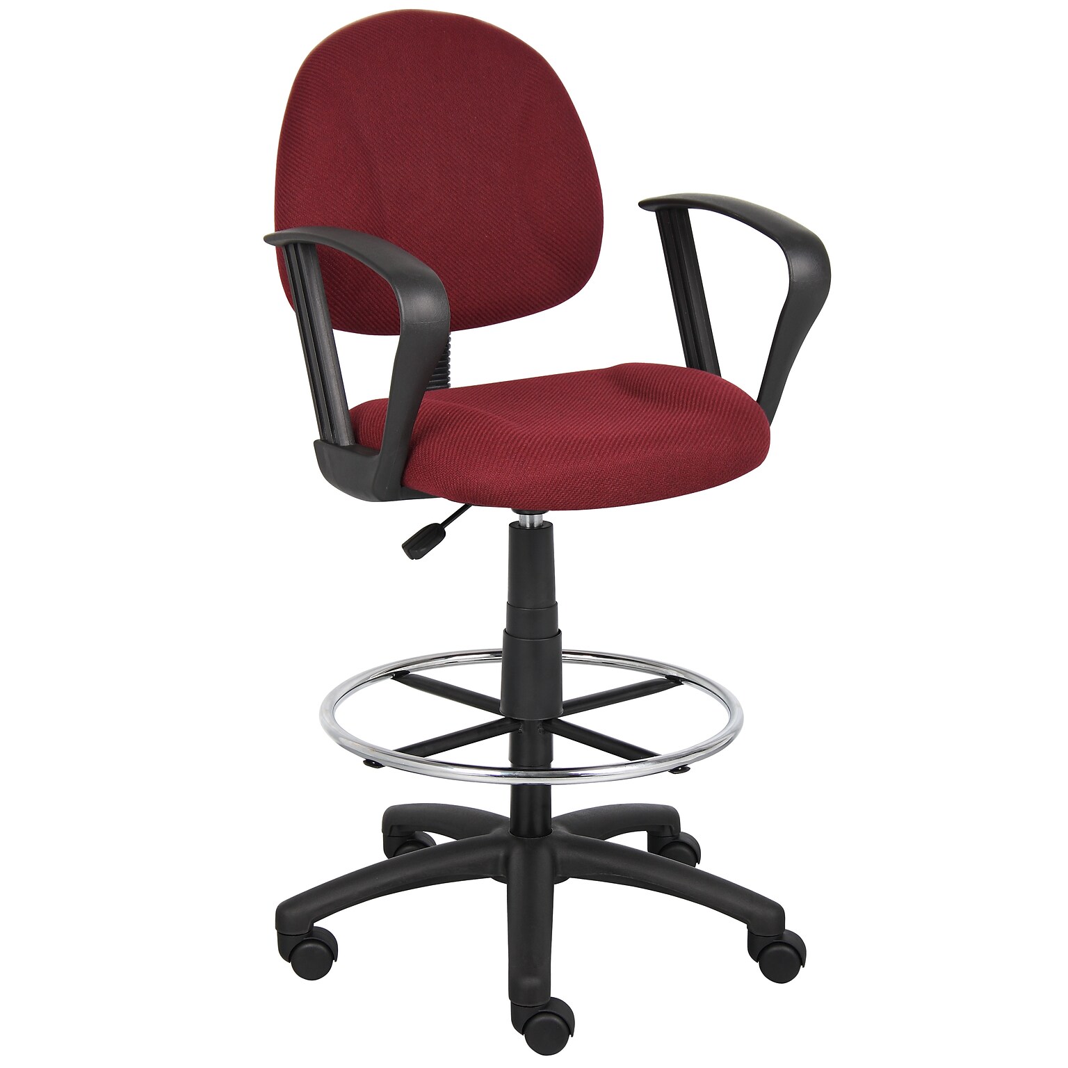 Boss Deluxe Posture Fabric Drafting Stool with Swivel Base, Burgundy (B1617-BY)