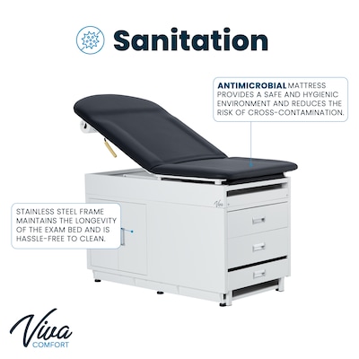 Viva Comfort Exam Table, 500 lbs. Capacity, Black (ADI996-09-S2-BLK-MK)