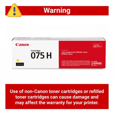 Canon 075 Yellow High Yield Toner Cartridge, Prints Up to 2,500 Pages (6366C001)