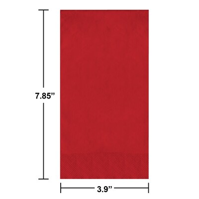 Creative Converting Touch of Color Guest Towels, 3-ply, Classic Red, 192/Carton (951031)