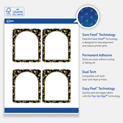 Avery Rectangle Laser/Inkjet Multipurpose Labels, 4" x 3-1/3", White, 40/Pack (19479370835)