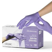 FifthPulse Powder Free Nitrile Gloves, Latex Free, Large, Lilac, 100/Box (FMN100208)