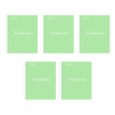 Miquelrius Emotions 1-Subject Notebook, 8.5 x 11, College-Ruled, 80 Sheets, Mint, 5/Pack (48276CS)