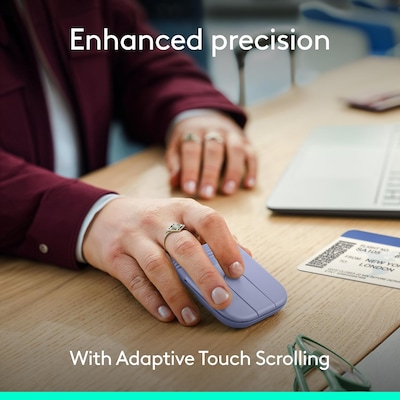Logitech Mobi Fold Wireless Ambidextrous Optical Travel Mouse, Lilac (910-007615)