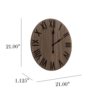 Elegant Designs Handsome 21 Rustic Farmhouse Wood Wall Clock, Restored Wood (HG2004-RWD)