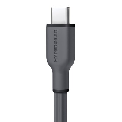 HyperGear Flexi Pro USB-C to USB-C Soft-Touch Silicone Fast Charge and Sync Cable, 15 ft., Gray (16052)