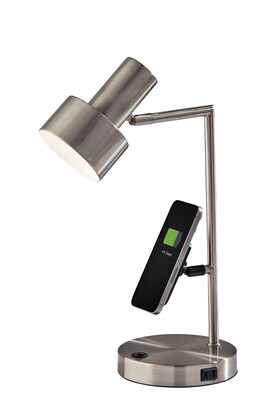 Adesso Rowe Supercharger Incandescent Desk Lamp, 19"H, Brushed Steel (2606-22)
