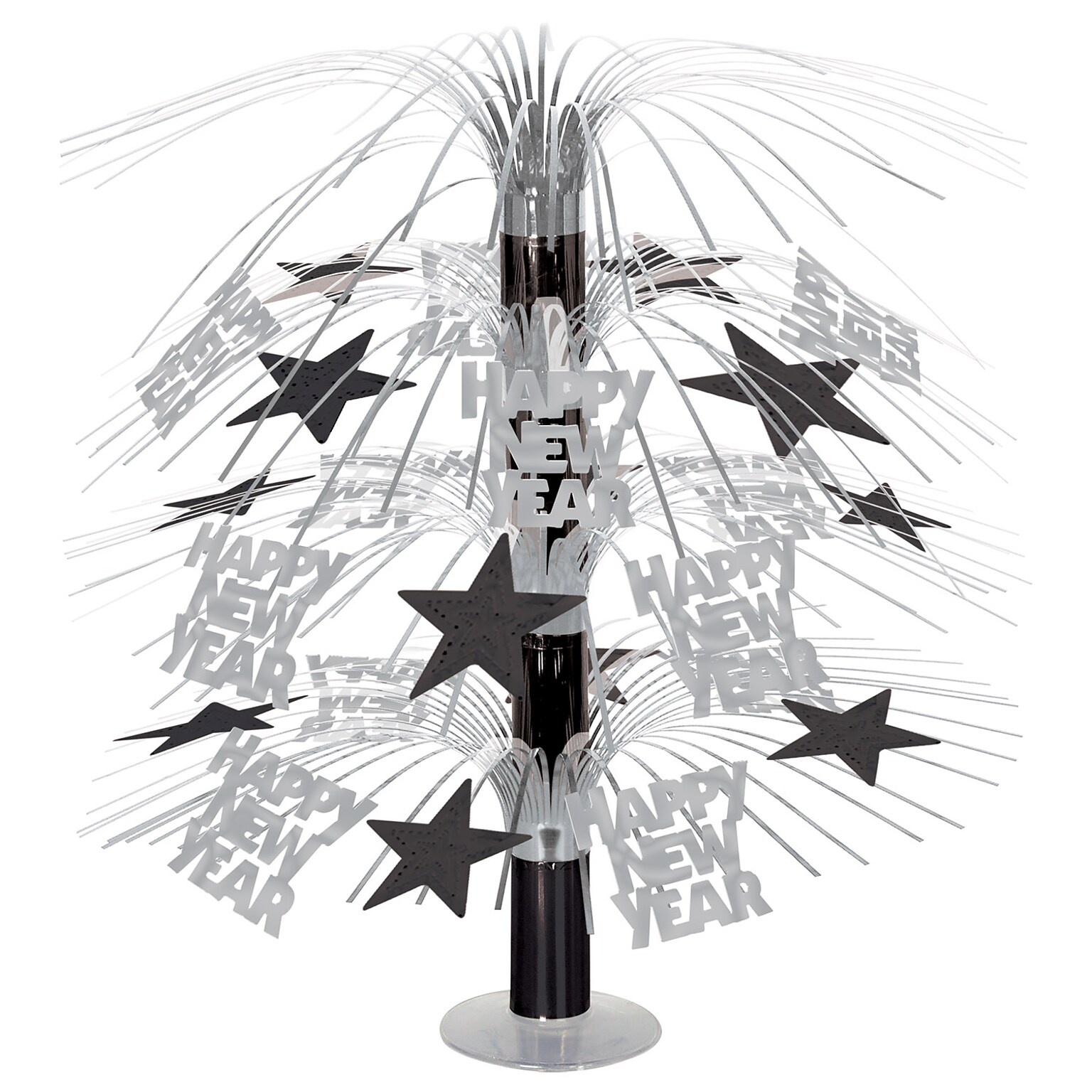 Beistle Cascade New Years Centerpiece, Black/Silver, 2/Pack (80808-BKS)