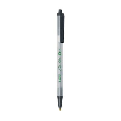 BIC Ecolutions Clic Stic Retractable Ballpoint Pens, Medium Point, Black Ink, Dozen (CSEM11BK)
