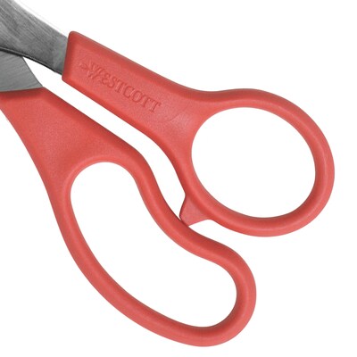 Westcott All Purpose Value 8 Stainless Steel Standard Scissors, Pointed Tip, Red (40618)